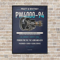 Thumbnail for PW4000-94 vertical canvas print - framed - navy blue background