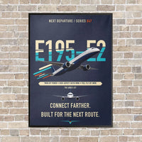 Thumbnail for Embraer E195-E2 vertical canvas print - framed - navy blue background