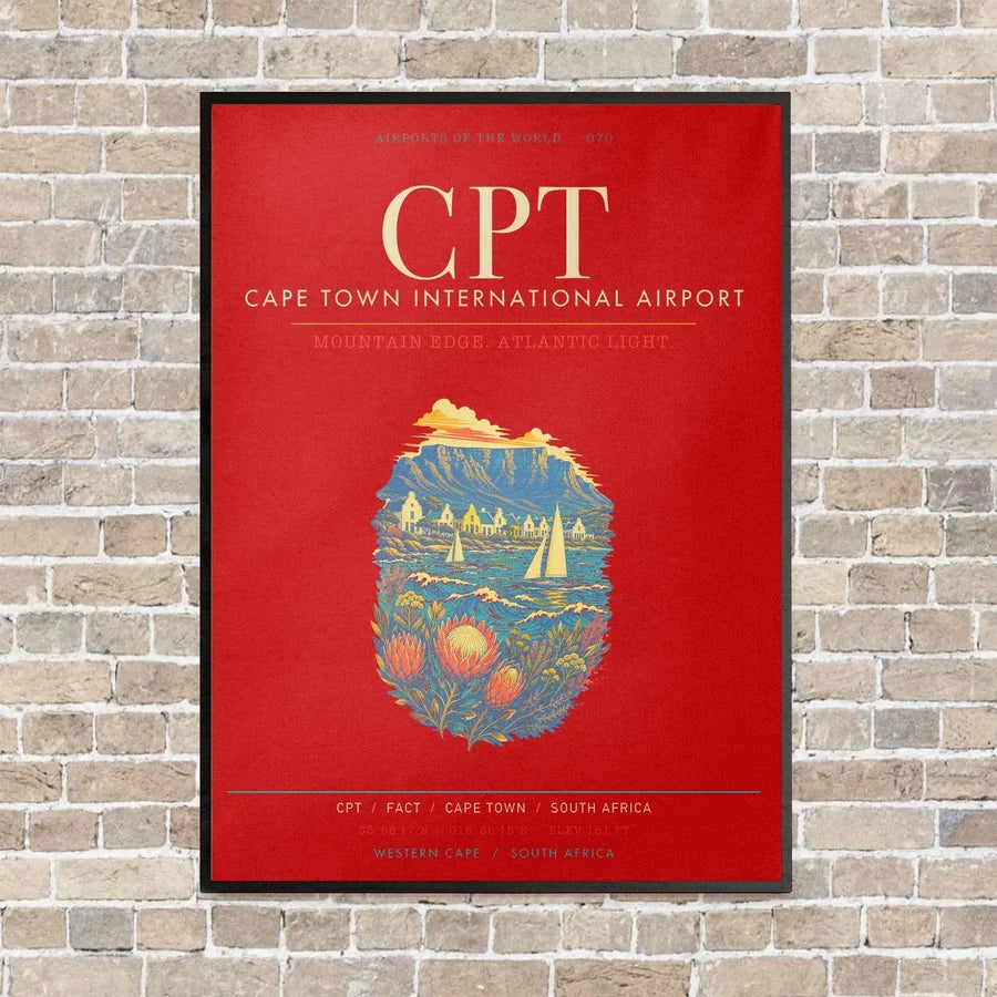 Cape Town International Airport CPT - Canvas Framed - Red