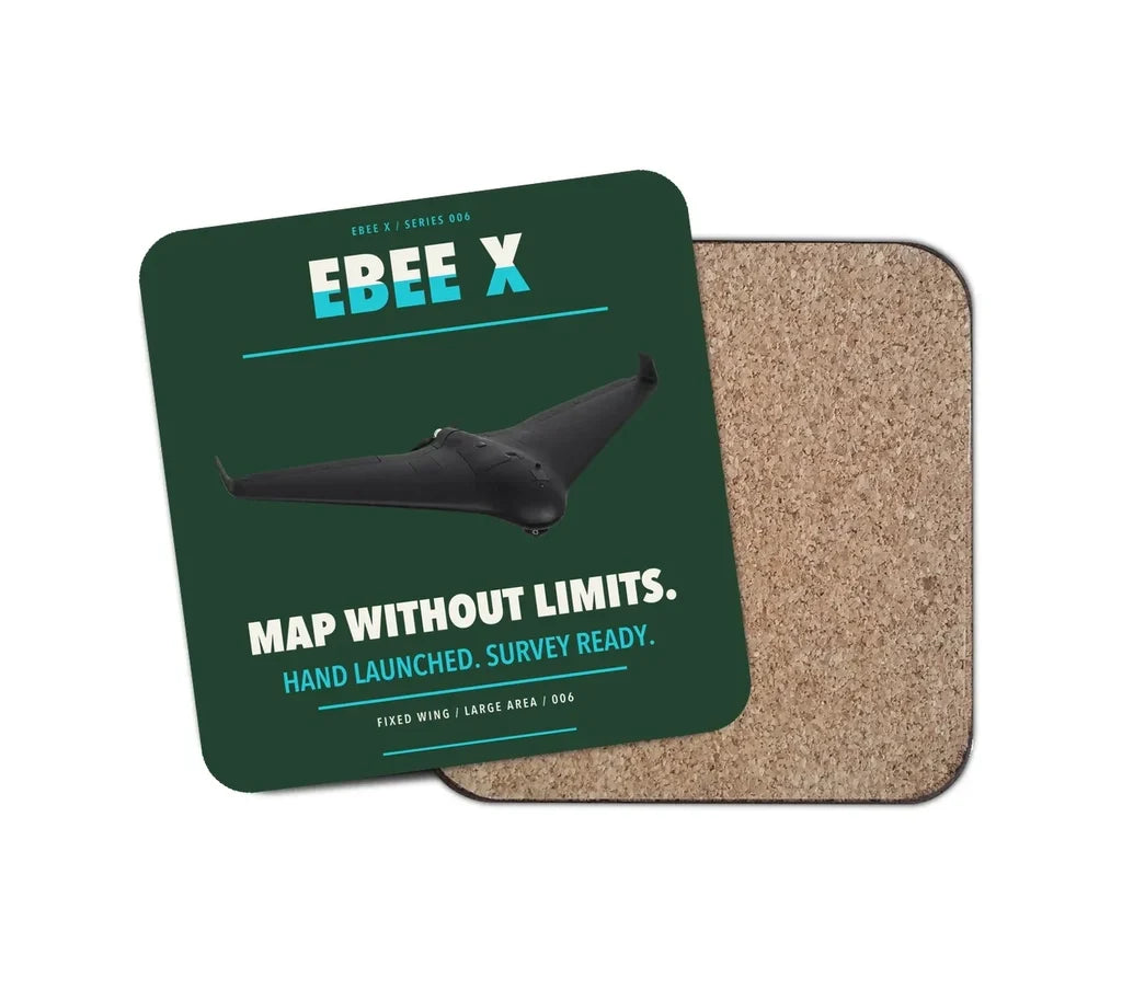 AgEagle eBee X design on dark green 1 piece coaster