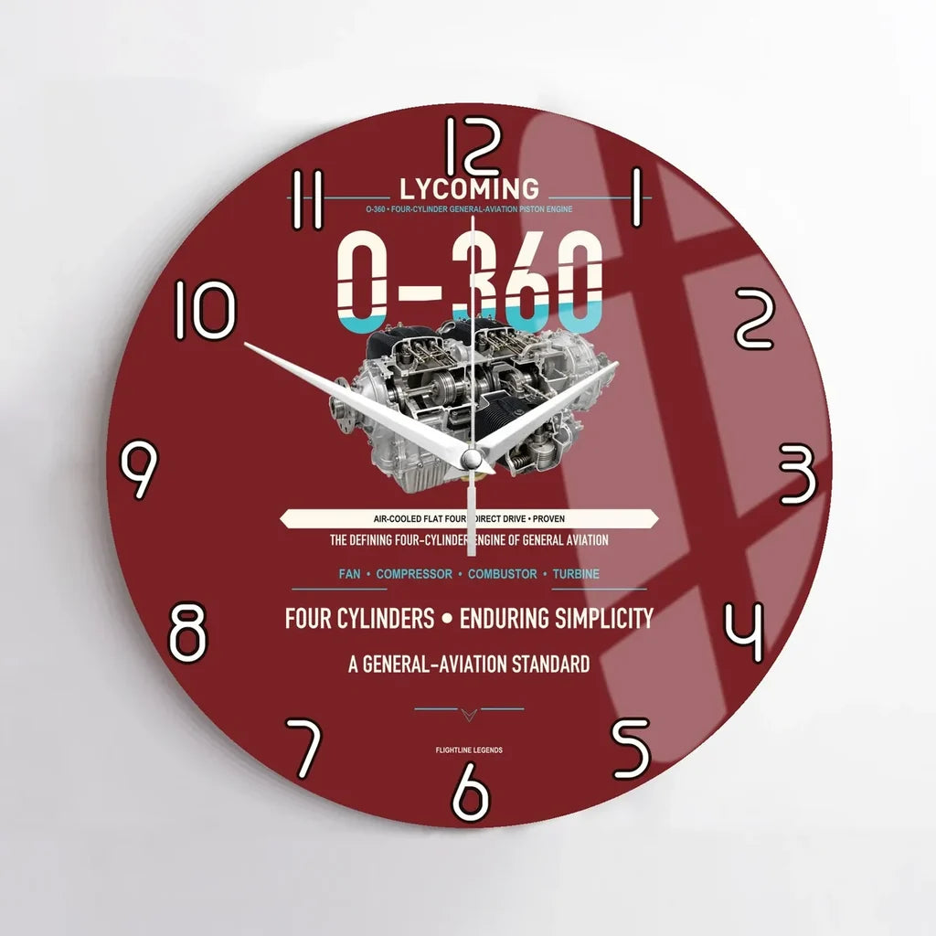 O-360 design on dark red no frame wall clock