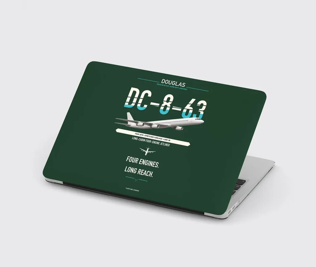 Douglas DC-8-63 design on dark green MacBook case