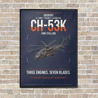 Thumbnail for Sikorsky CH-53K King Stallion vertical canvas print - framed - navy blue background