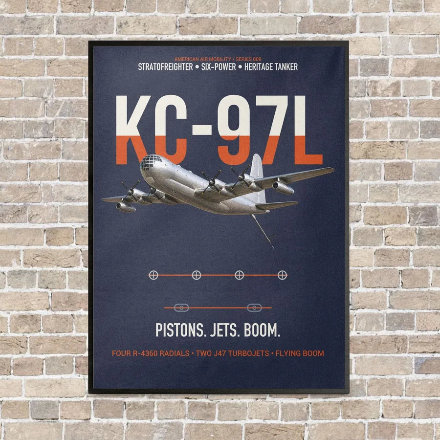 KC-97L STRATOFREIGHTER vertical canvas print - framed - navy blue background
