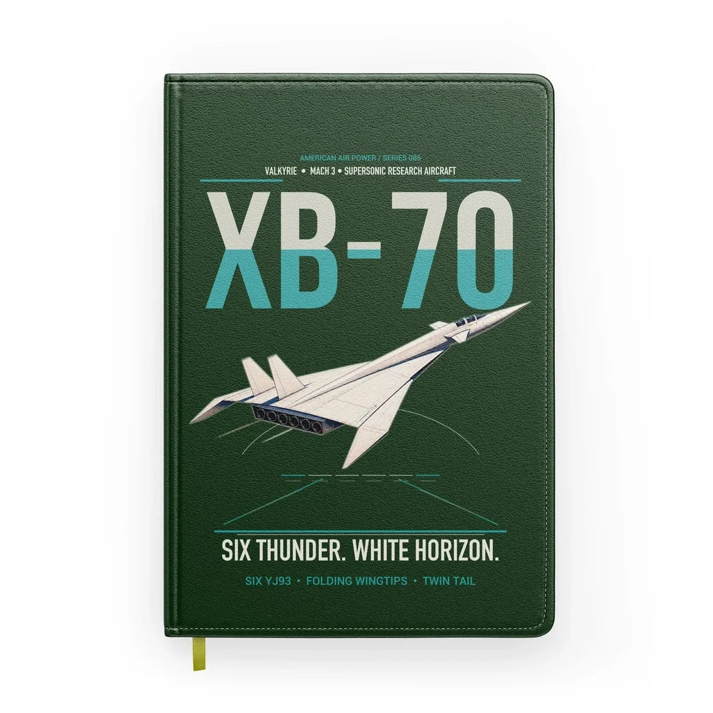 XB-70A Valkyrie design on dark green notebook