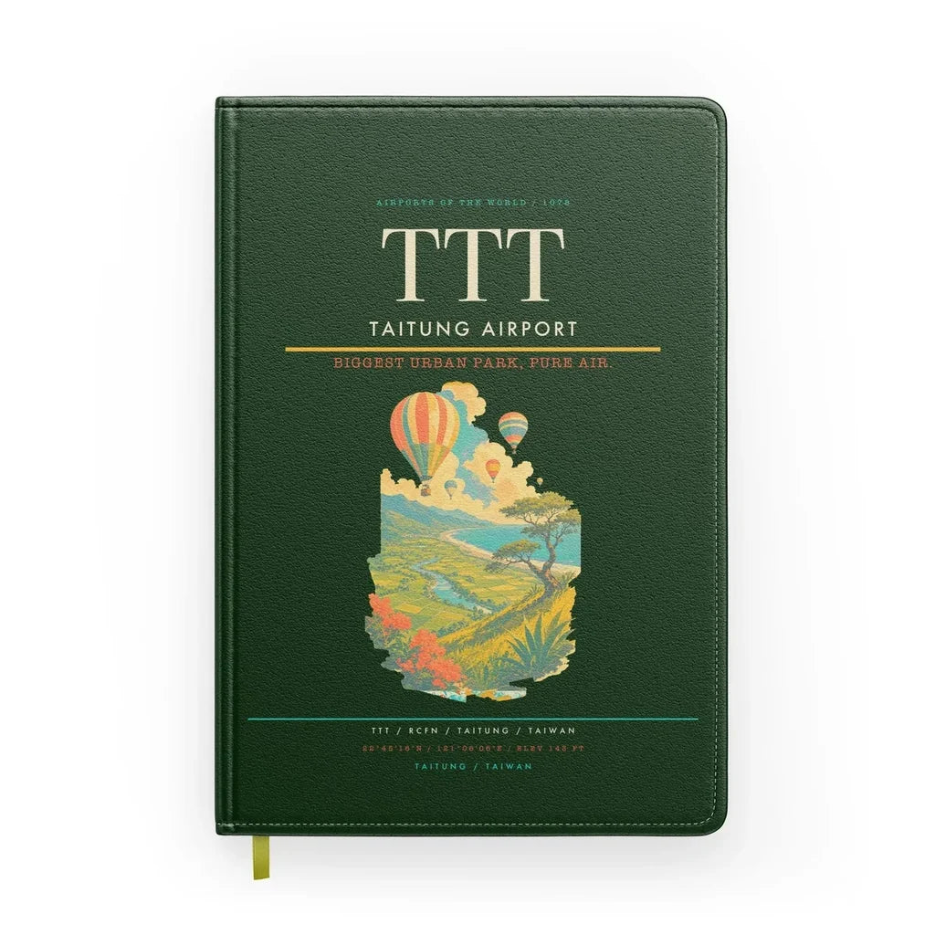 Taitung Airport (TTT) design on dark green notebook