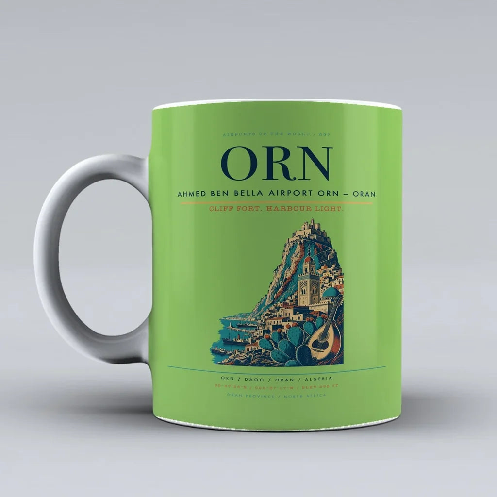 Ben Bella Airport ORN — Oran Mug design on light green ahmed