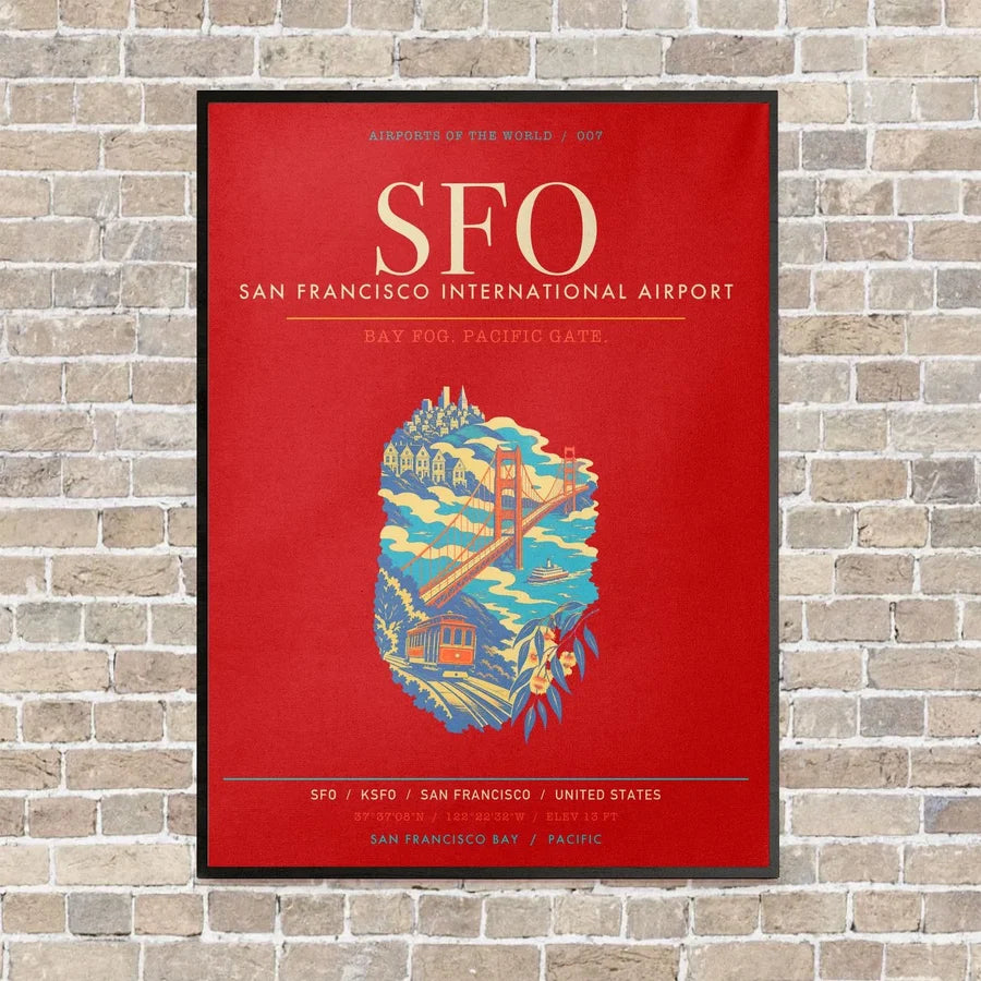 San Francisco International Airport SFO - Canvas Framed - Red