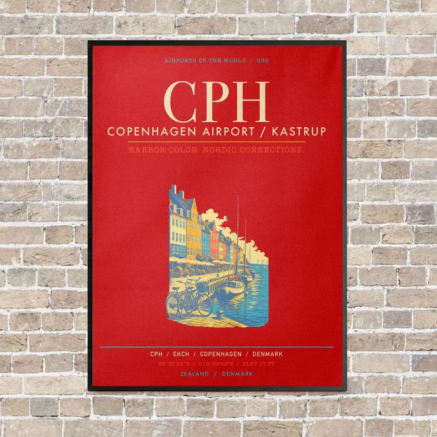 Copenhagen Airport Kastrup CPH - Canvas Framed - Red