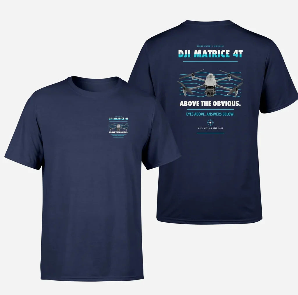 DJI Matrice 4T design on navy blue t shirt