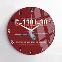 Thumbnail for C-130J-30 Super Hercules design on dark red no frame wall clock