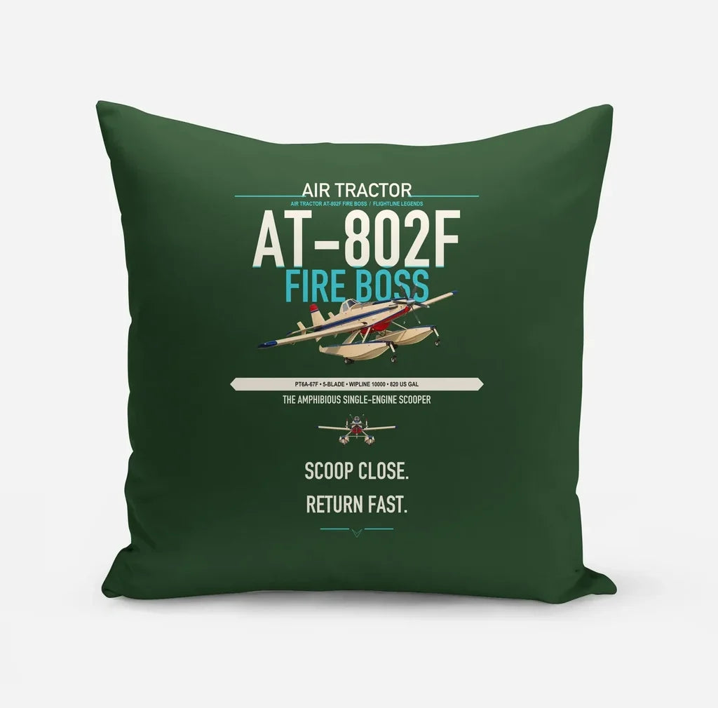 Air Tractor AT-802F Fire Boss design on dark green pillow