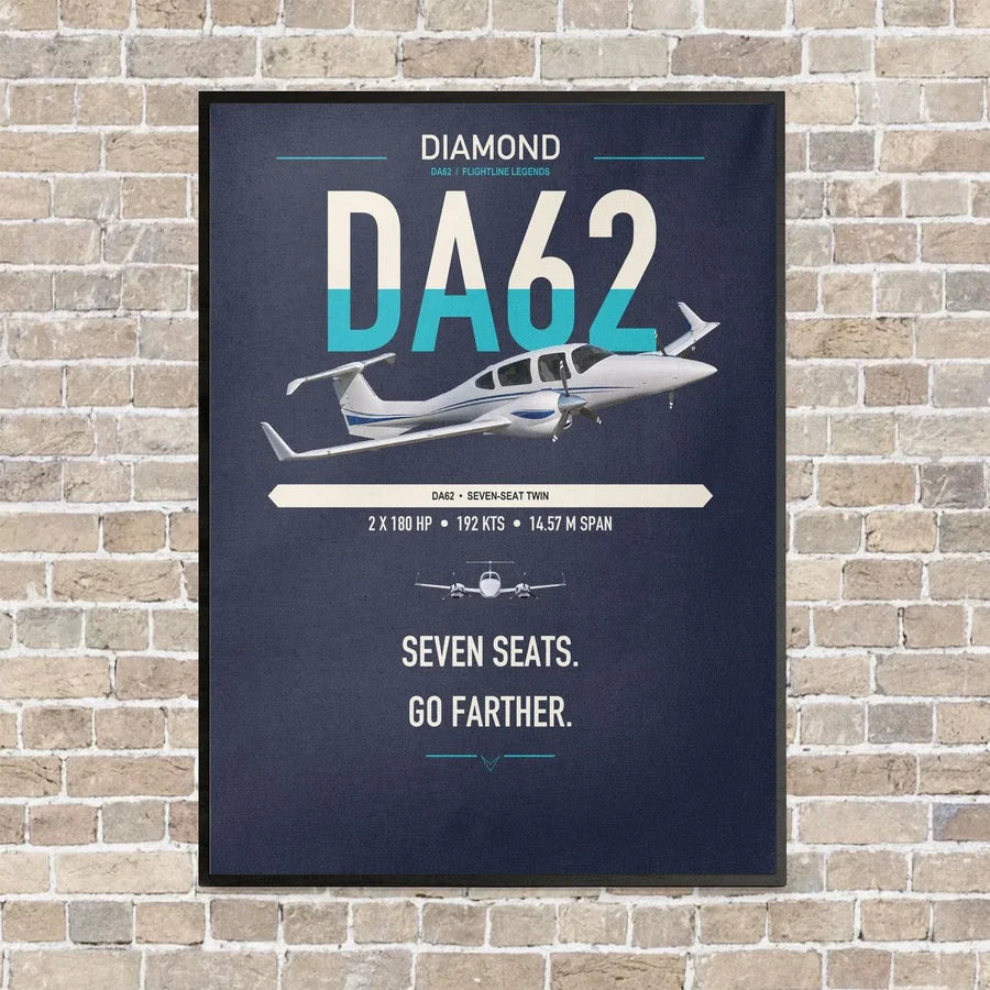 Diamond DA62 vertical canvas print - framed - navy blue background