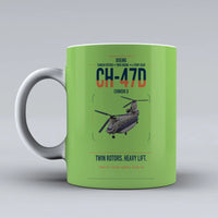 Thumbnail for Boeing CH-47D design on light green ceramic mug, double-side print