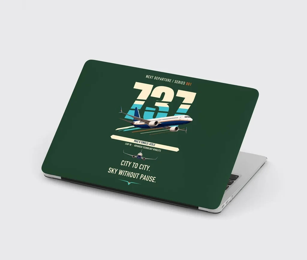 Boeing 737 MAX 8 design on dark green MacBook case