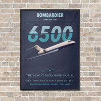 Thumbnail for Bombardier Global 6500 vertical canvas print - framed - navy blue background
