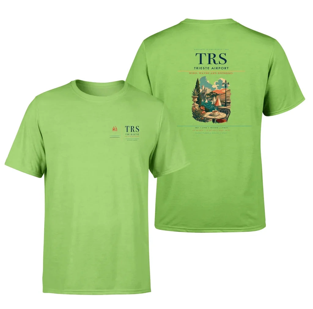 Trieste Airport (TRS) design printed on light green double-side t-shirt