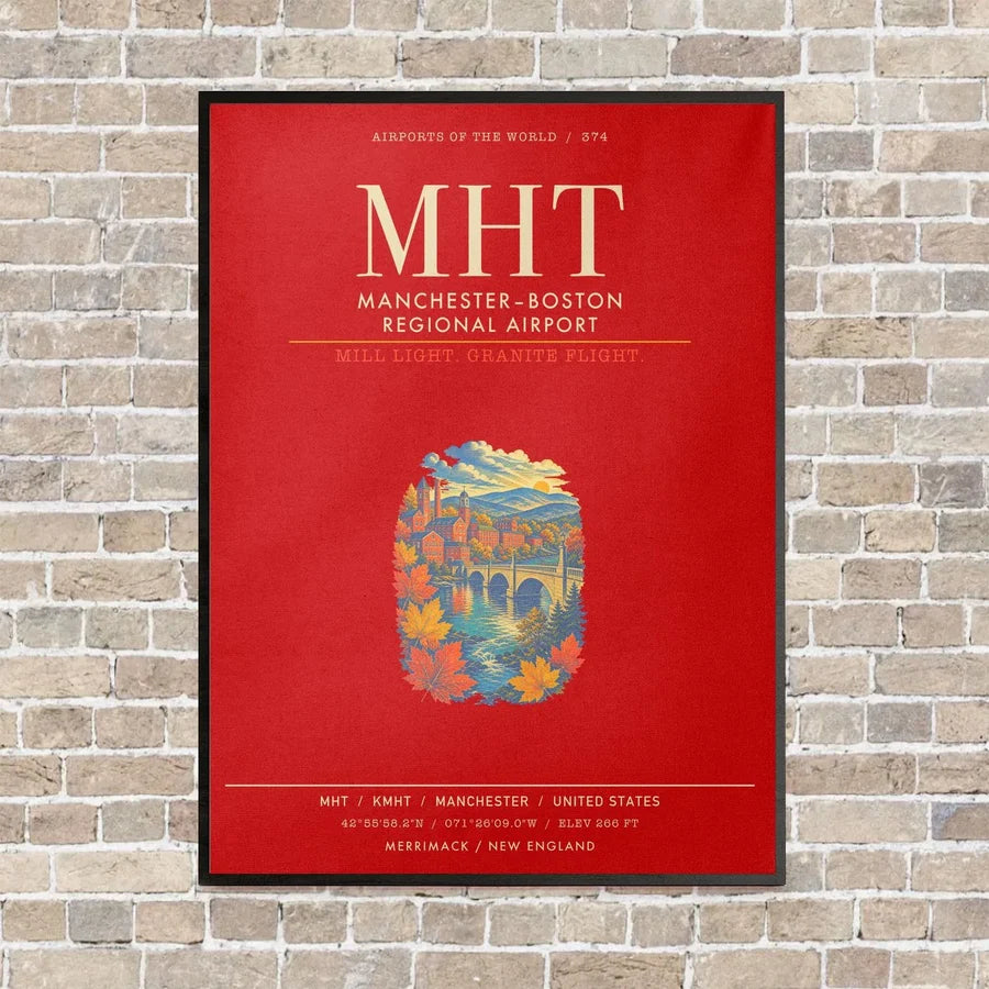 ManchesterBoston Regional Airport MHT - Canvas Framed - Red