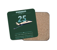 Thumbnail for Bombardier Learjet 25 design on dark green 1 piece coaster
