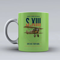 Thumbnail for SPAD S.XIII C.1 design on light green ceramic mug, double-side print