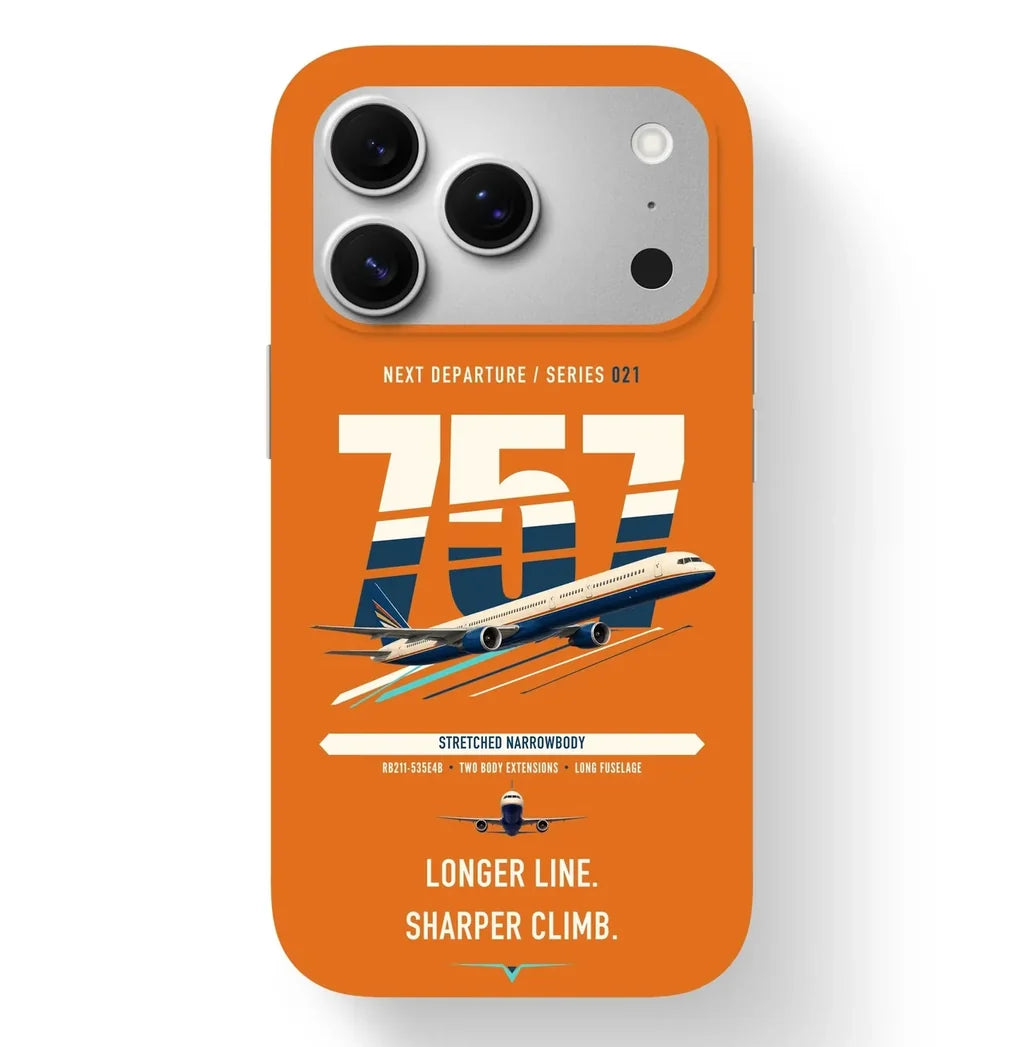 Boeing 757-300 design on orange magsafe iphone case