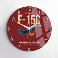 Thumbnail for F-15C Eagle design on dark red no frame wall clock