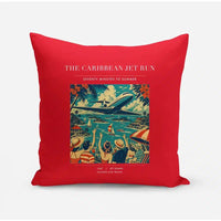 Thumbnail for VINTAGE G4122 - The Caribbean Jet Run - Designed Pillows design on red
