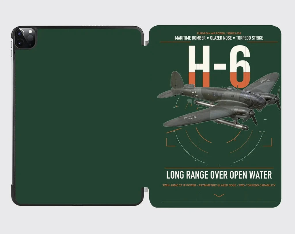 Heinkel He 111H-6 design on dark green ipad tablet case