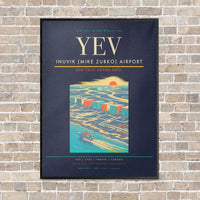 Thumbnail for Inuvik (Mike Zubko) Airport YEV vertical canvas print - framed - navy blue background
