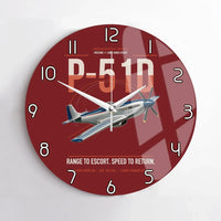Thumbnail for P-51D Mustang design on dark red no frame wall clock