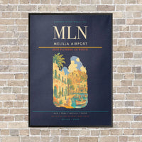 Thumbnail for Melilla Airport MLN vertical canvas print - framed - navy blue background