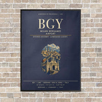 Thumbnail for Milan Bergamo Airport BGY vertical canvas print - framed - navy blue background
