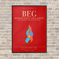 Thumbnail for Belgrade Nikola Tesla Airport BEG - Canvas Framed - Red