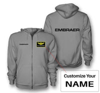 Thumbnail for Embraer & Text Designed Zipped Hoodies - view 13