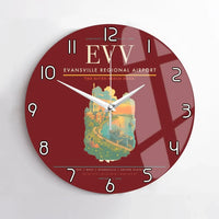Thumbnail for Evansville Regional Airport (EVV) design on dark red no frame wall clock