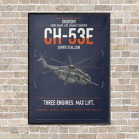 Thumbnail for Sikorsky CH-53E Super Stallion vertical canvas print - framed - navy blue background