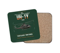 Thumbnail for Bell UH-1Y Venom design on dark green 1 piece coaster