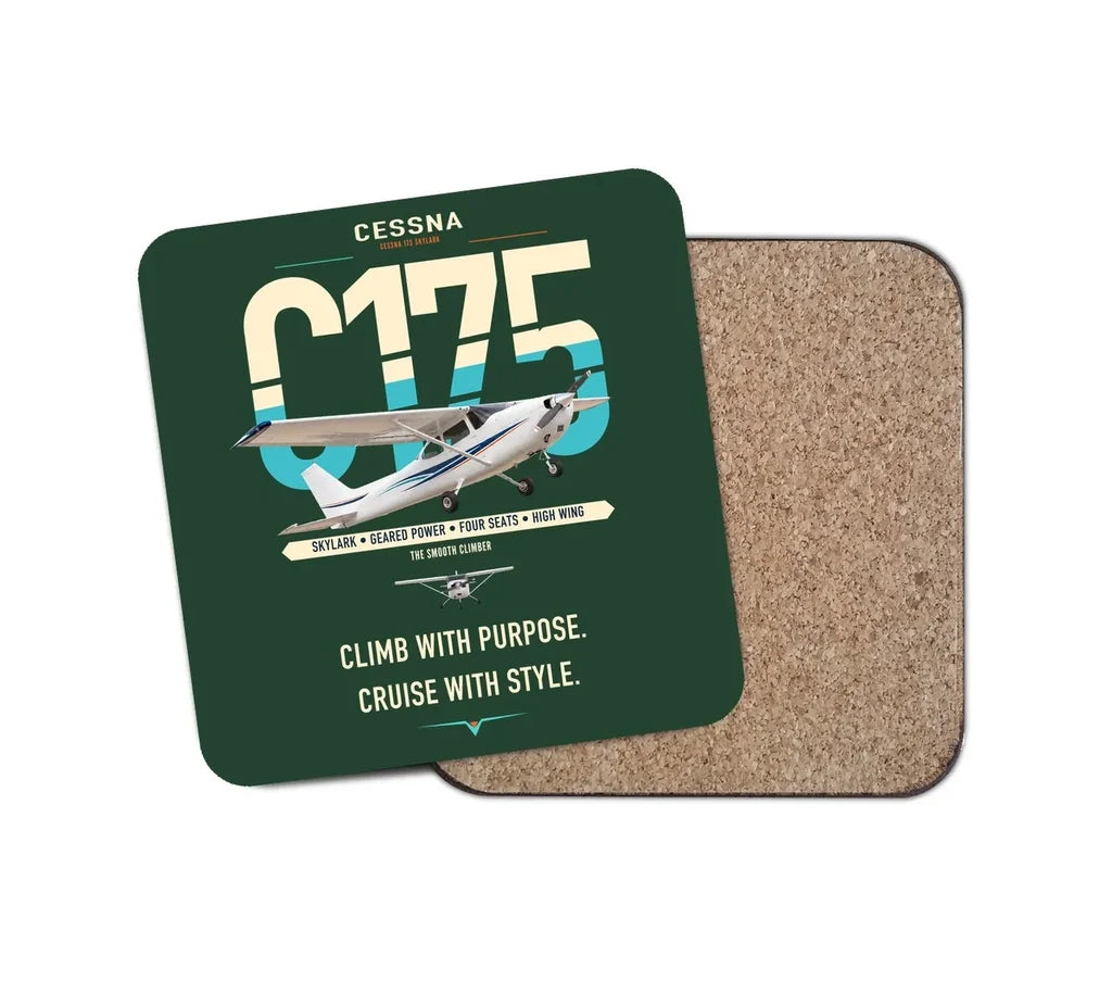 Cessna 175 Skylark design on dark green 1 piece coaster