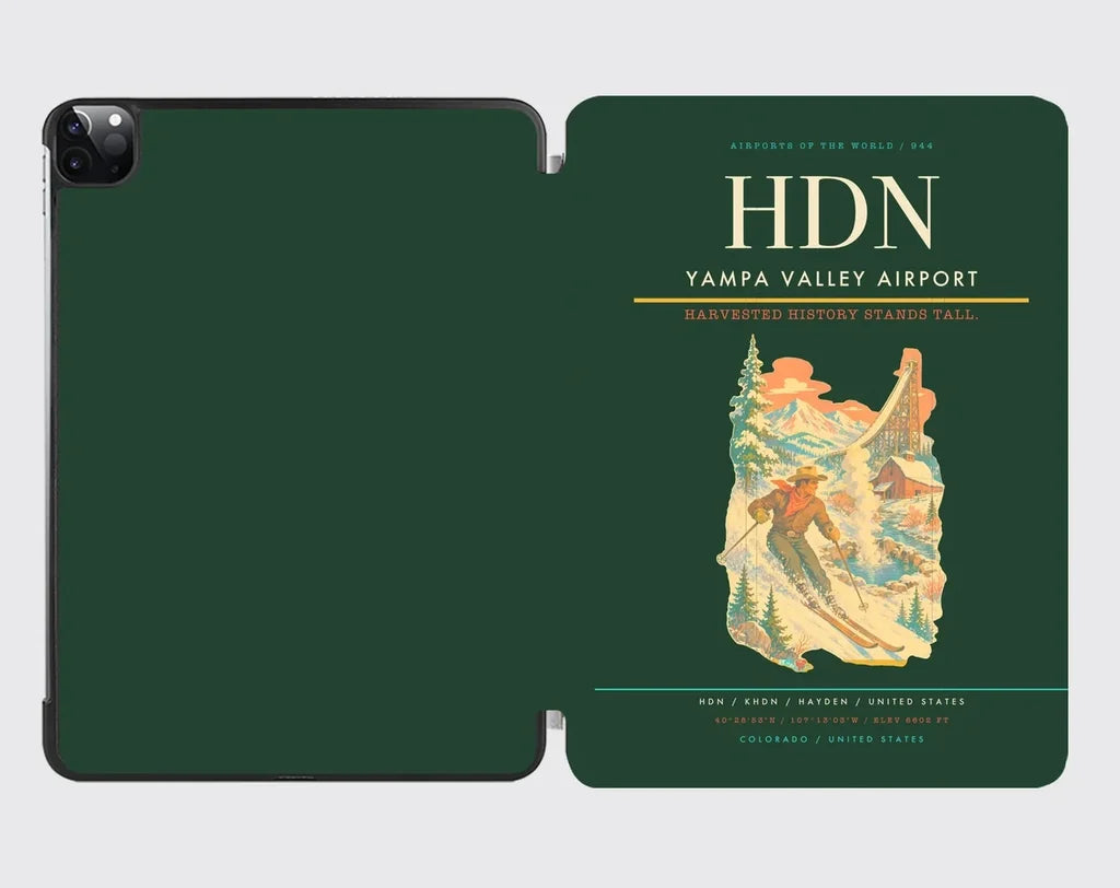 Yampa Valley Airport (HDN) design on dark green ipad tablet case