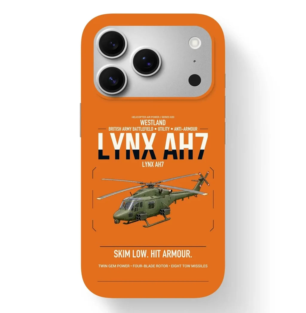 Westland Lynx AH7 design on orange magsafe iphone case, for iPhone 17 Pro