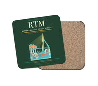 Thumbnail for Rotterdam The Hague Airport (RTM) design on dark green 1 piece coaster