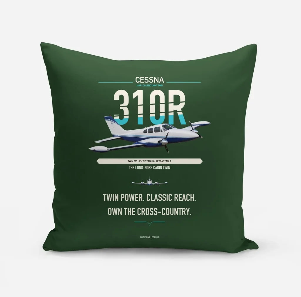 Cessna 310R design on dark green pillow