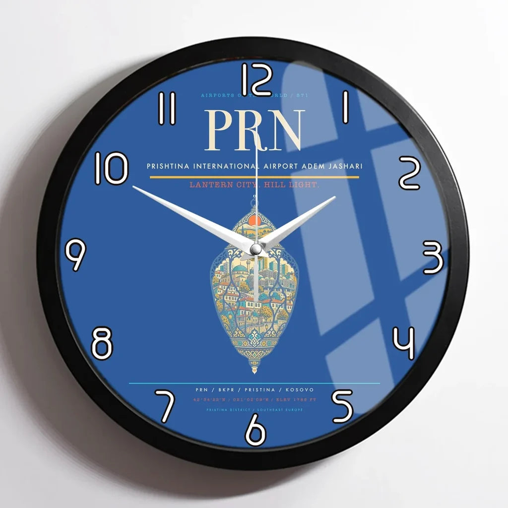 Prishtina International Airport Adem Jashari PRN Wall-Clock Framed - Blue