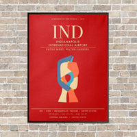 Thumbnail for Indianapolis International Airport IND - Canvas Framed - Red