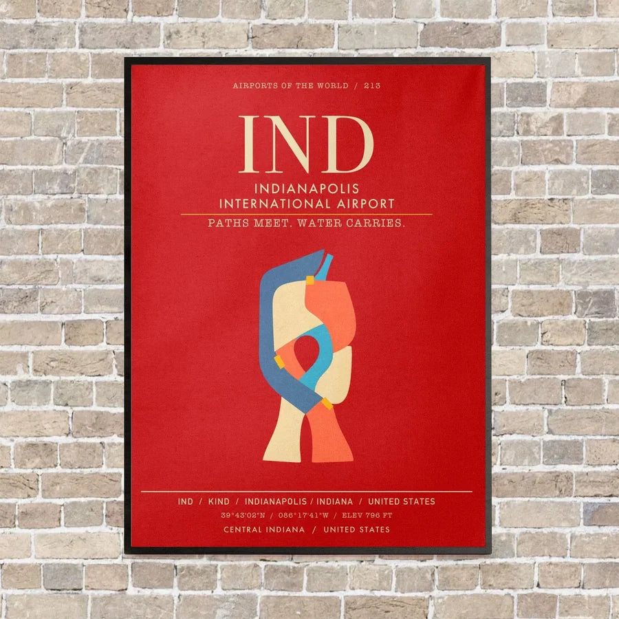 Indianapolis International Airport IND - Canvas Framed - Red