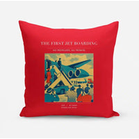 Thumbnail for VINTAGE G4228 - The First Jet Boarding - Designed Pillows design on red