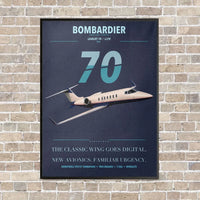 Thumbnail for Bombardier Learjet 70 vertical canvas print - framed - navy blue background