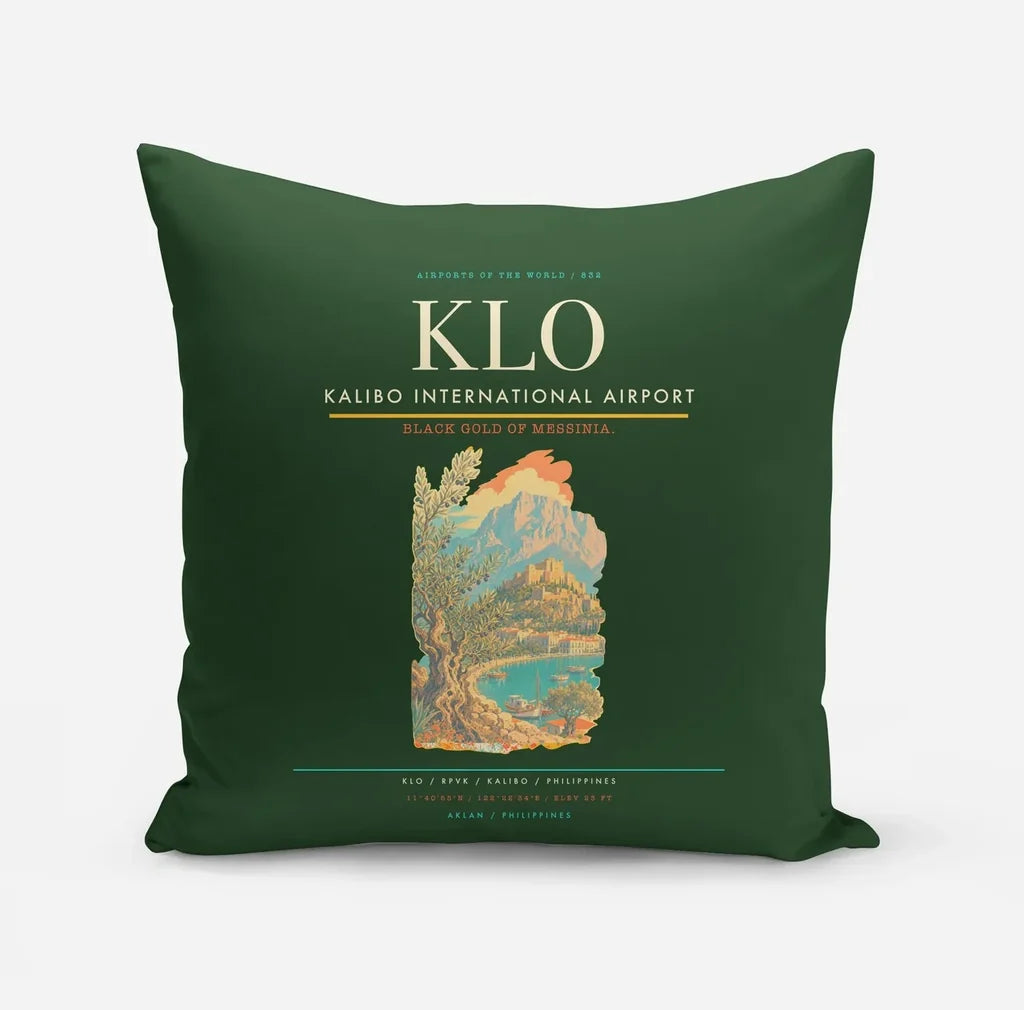 Kalibo International Airport (KLO) design on dark green pillow