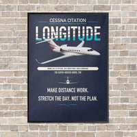 Thumbnail for Cessna Citation Longitude vertical canvas print - framed - navy blue background