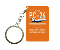 Thumbnail for Pilatus PC-24 design on orange designed key chain, double-side print